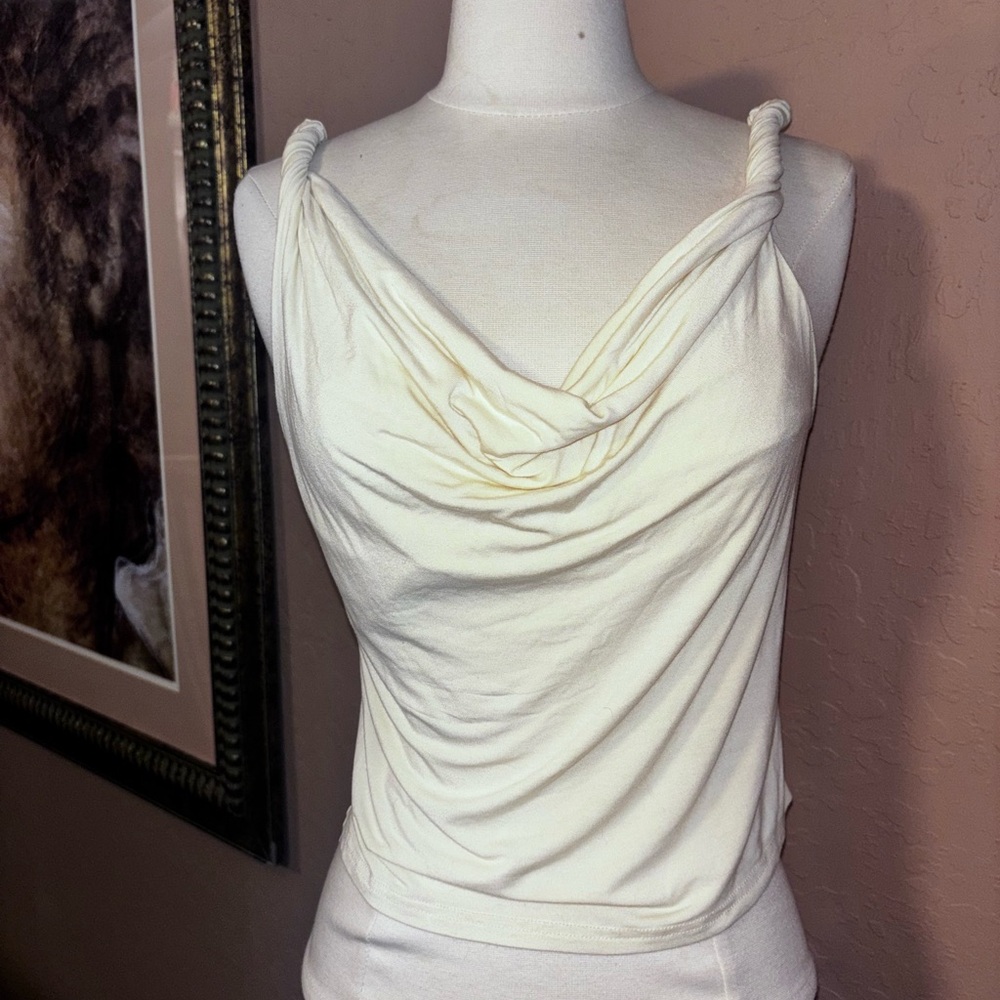 SHEIN Chic Cream Women's Drape Tank Top size small